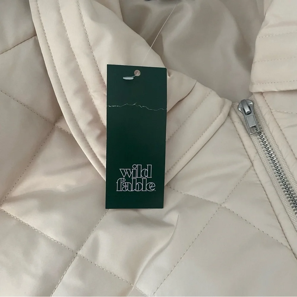 Women's Plus Size Nylon Quilted Bomber Jacket - Wild Fable Off-White Size 1X